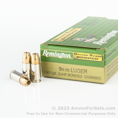 50 Rounds of 147gr JHP 9mm Golden Saber Bonded Ammo by Remington