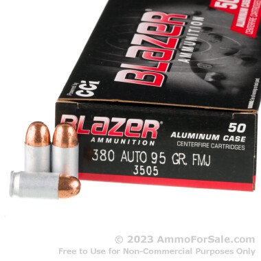 50 Rounds of 95gr FMJ .380 ACP Ammo by CCI