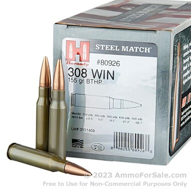 50 Rounds of 155gr HPBT .308 Win Ammo by Hornady