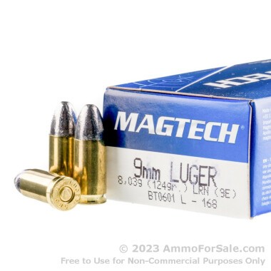50 Rounds of 124gr LRN 9mm Ammo by Magtech