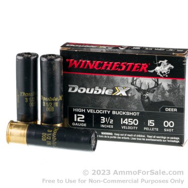5 Rounds of 00 Buck 12ga Ammo by Winchester Double-X 3 1/2"