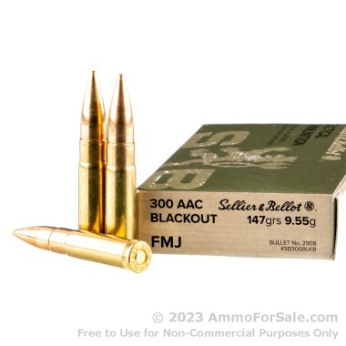 500 Rounds of 147gr FMJ .300 AAC Blackout Ammo by Sellier & Bellot