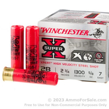 250 Rounds of 5/8 ounce #7 steel shot 28ga Ammo by Winchester
