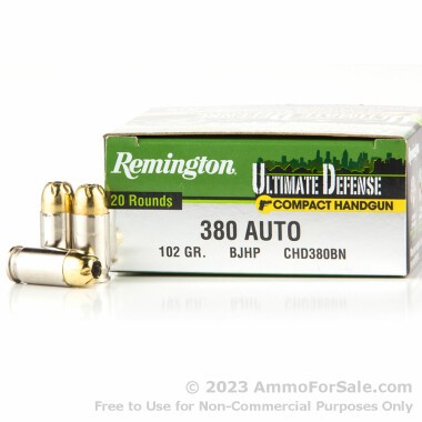 20 Rounds of 102gr JHP .380 ACP Ammo by Remington