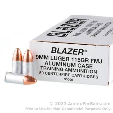 50 Rounds of 115gr FMJ 9mm Ammo by Blazer