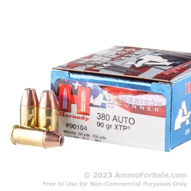 25 Rounds of 90gr JHP .380 ACP Ammo by Hornady