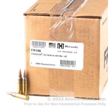 1000 Rounds of 55gr FMJ 223 Rem Ammo by Hornady
