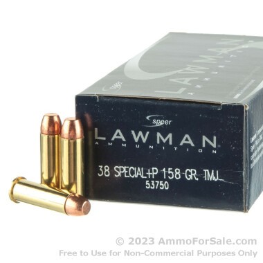 1000 Rounds of +P 158gr TMJ .38 Spl Ammo by Speer Lawman
