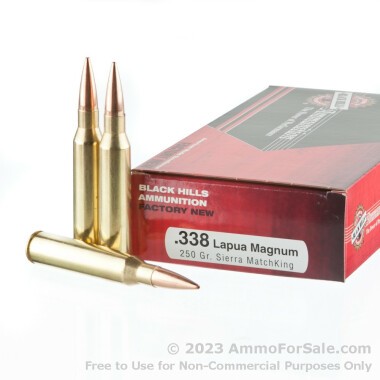 20 Rounds of 250gr MatchKing HPBT 338 Lapua Magnum Ammo by Black Hills Ammunition