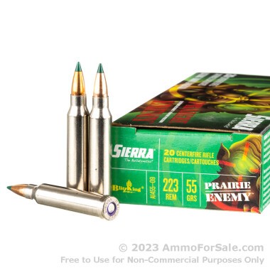 20 Rounds of 55gr BlitzKing .223 Ammo by Sierra