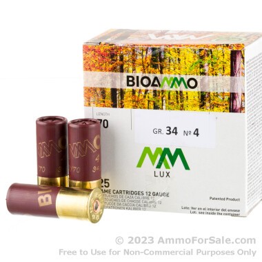 250 Rounds of 1-3/16 ounce #4 shot 12ga Ammo by BioAmmo