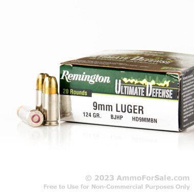 20 Rounds of 124gr JHP 9mm Ammo by Remington