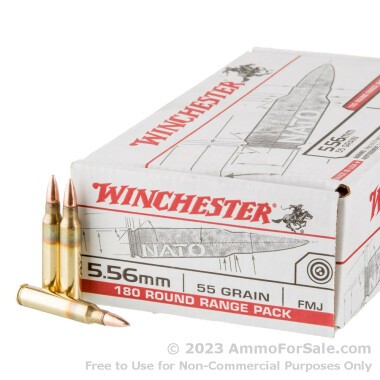 180 Rounds of 55gr FMJ 5.56x45 Ammo by Winchester USA