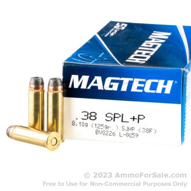 50 Rounds of 125gr SJHP .38 Spl +P Ammo by Magtech