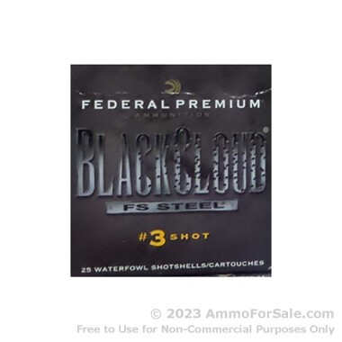 25 Rounds of 2-3/4" 1 ounce #3 shot 12ga Ammo by Federal Black Cloud FS Steel 