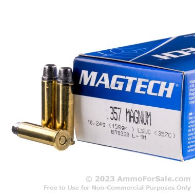 50 Rounds of 158gr LSWC .357 Mag Ammo by Magtech