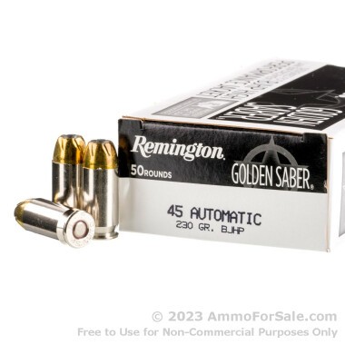 500 Rounds of 230gr BJHP .45 ACP Ammo by Remington Golden Saber