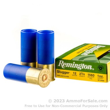 250 Rounds of 1 ounce Rifled Slug 12ga Ammo by Remington Slugger Blue Hull
