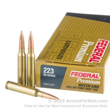 20 Rounds of 80gr HPBT .223 Ammo by Federal