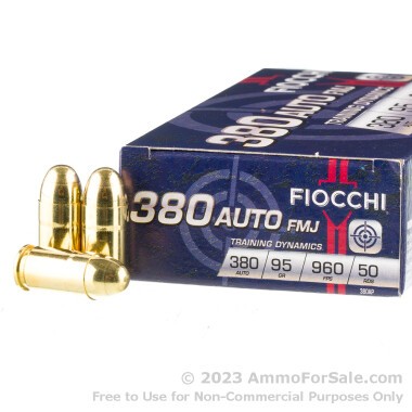 1000 Rounds of 95gr FMJ .380 ACP Ammo by Fiocchi