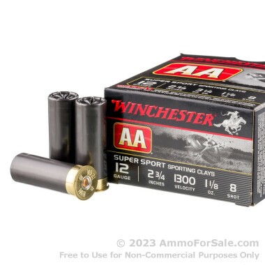 250 Rounds of 2-3/4" 1-1/8 ounce #8 shot 12ga Ammo by Winchester AA Sporting Clays
