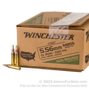 500 Rounds of 62gr FMJ M855 5.56x45 Ammo by Winchester