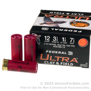 250 Rounds of Bulk 1 1/8 ounce #7 1/2 shot 12ga Ammo by Federal