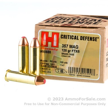 25 Rounds of 125gr JHP .357 Mag Ammo by Hornady