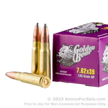 20 Rounds of 125gr SP 7.62x39mm Ammo by Golden Bear