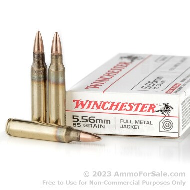 1000 Rounds of 55gr FMJ 5.56x45 Ammo by Winchester