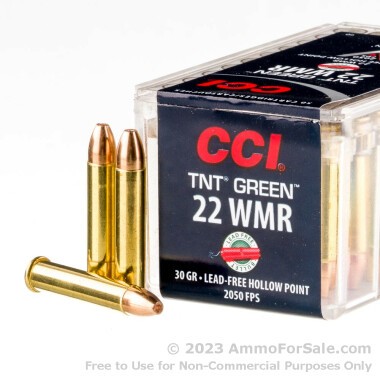 50 Rounds of 30gr JHP .22 WMR Ammo by CCI TNT Green
