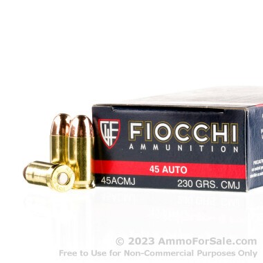 50 Rounds of 230gr CMJ .45 ACP Ammo by Fiocchi Shooting Dynamics