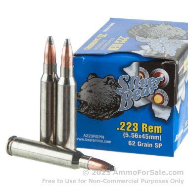 500  Rounds of 62gr SP .223 Ammo by Silver Bear