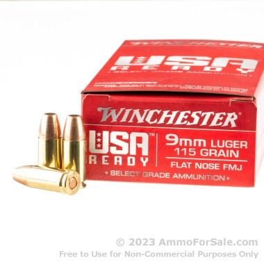 50 Rounds of 115gr FMJ FN 9mm Ammo by Winchester