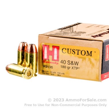 20 Rounds of 180gr JHP .40 S&W Ammo by Hornady