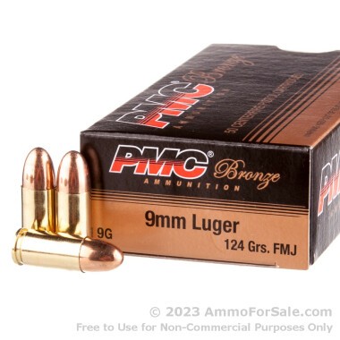 1000 Rounds of 124gr FMJ 9mm Ammo by PMC