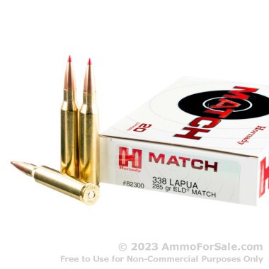20 Rounds of 285gr ELD Match .338 Lapua Magnum Ammo by Hornady