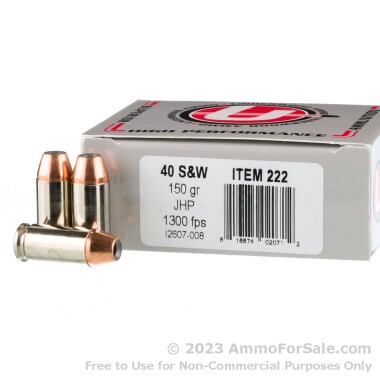20 Rounds of 150gr JHP .40 S&W Ammo by Underwood