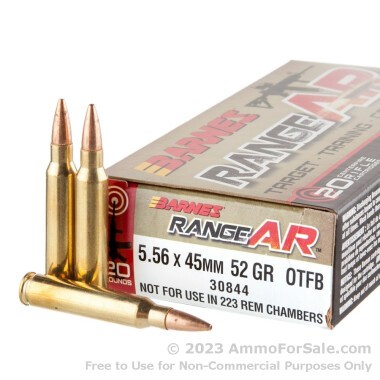 20 Rounds of 52gr Lead-Free Open Tip 5.56x45 Ammo by Barnes