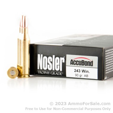20 Rounds of 90gr AccuBond .243 Win Ammo by Nosler