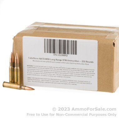 200 Rounds of 175gr HPBT .308 Win Ammo by Lake City