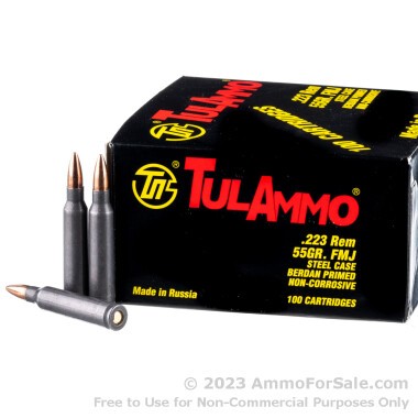 100 Rounds of 55gr FMJ .223 Ammo by Tula