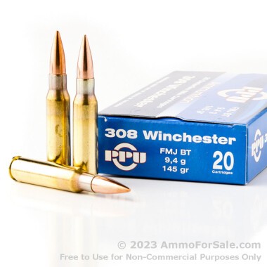 20 Rounds of 145gr FMJBT .308 Win Ammo by Prvi Partizan