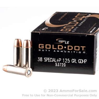 50 Rounds of 125gr JHP .38 Spl +P Ammo by Speer