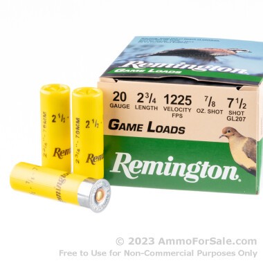 25 Rounds of 7/8 ounce #7 1/2 shot 20ga Ammo by Remington Game Loads