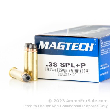 50 Rounds of 158gr +P SJHP .38 Spl Ammo by Magtech