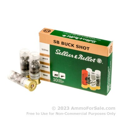 10 Rounds of  00 Buck 9 Pellet 12ga Ammo by Sellier & Bellot