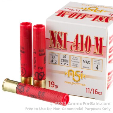 250 Rounds of 11/16 ounce #4 shot .410 Ammo by NobelSport