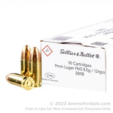 1000 Rounds of 124gr FMJ 9mm Ammo by Sellier & Bellot RUAG