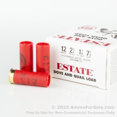 25 Rounds of 2-3/4" 1 1/8 ounce #7 1/2 shot 12ga Ammo by Estate Cartridge